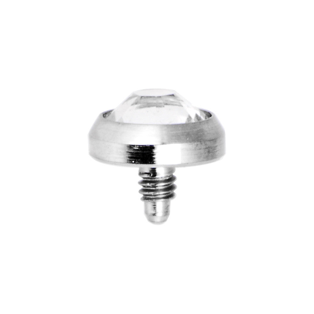 Grade 23 Solid Titanium Clear Gem 4MM Dermal Dome Top
