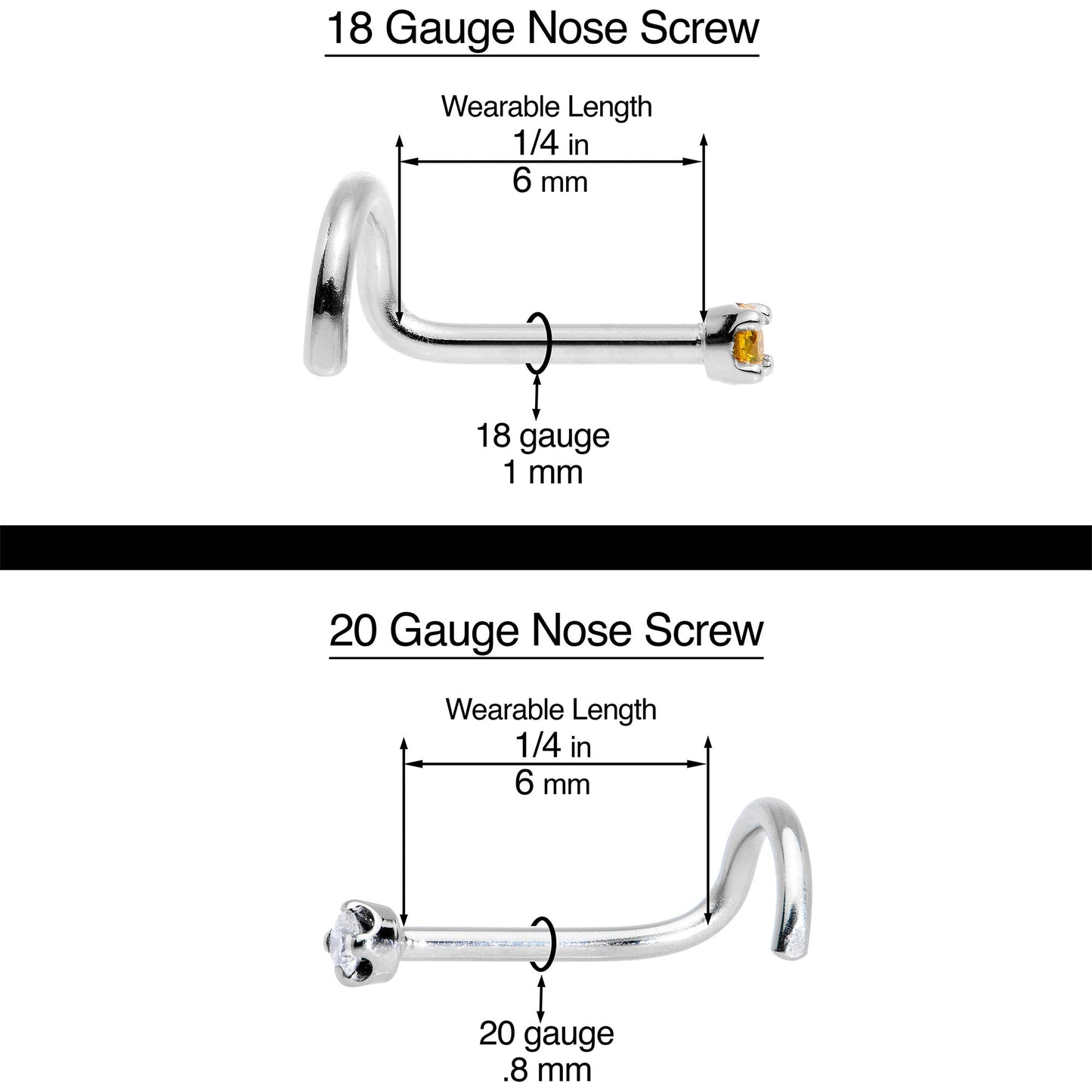 20G 1/4 White Synth Opal G23 Titanium Threadless Left Nose Screw