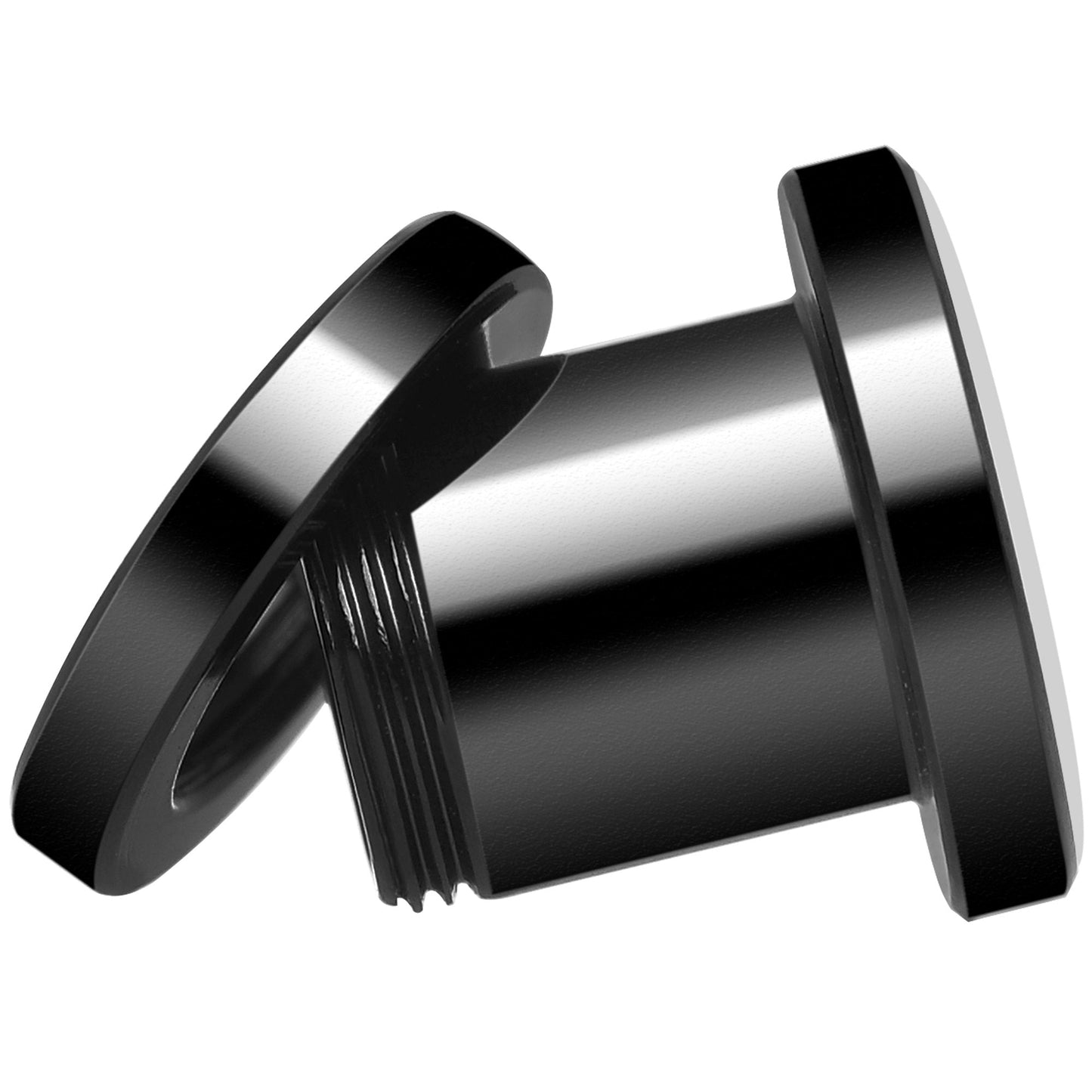 Black White Leopard Eyes Black Anodized Screw Fit Plug Set 0G