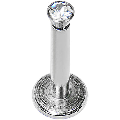 16G Clear 2mm Gem Internally Threaded Labret Monroe Tragus