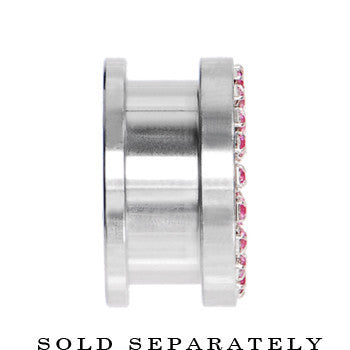 7/8 Stainless Steel Pink Gem Screw Fit Tunnel