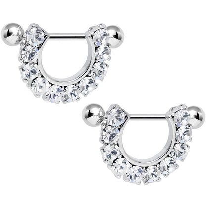 14G 5/8 Clear Gem Flirtatious Flair Nipple Shield Set