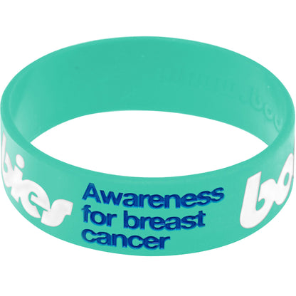 Aqua White Boobies Awareness for Breast Cancer Bracelet