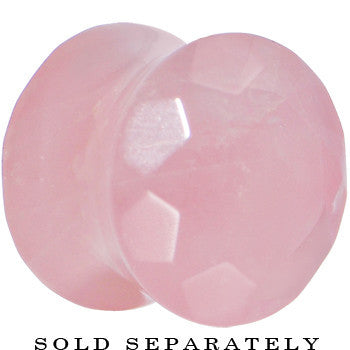 4G Rose Flower Quartz Semi Precious Stone Faceted Double Flare Plug
