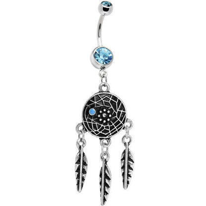 Blue Gem Woven Universe Dreamcatcher Belly Ring