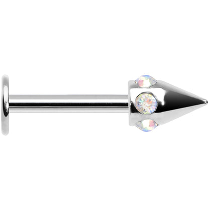 16G Stainless Steel Aurora Gem Cone Labret Monroe