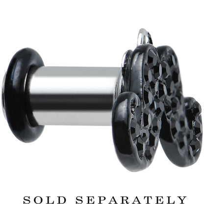 4G Black Gem Paved Fancy Mustache Single Flare Steel Plug