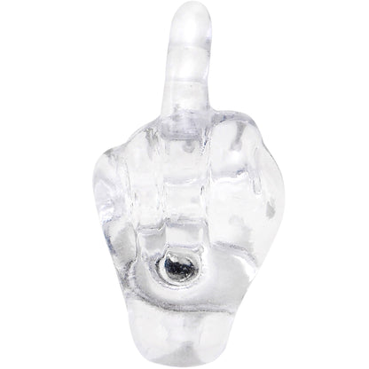 14G 5/8 Clear Acrylic Flip the Middle Finger Barbell Tongue Ring
