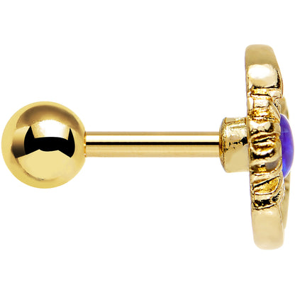 Purple Faux Opal Gold Anodized Moon and Sun Tragus Cartilage Earring