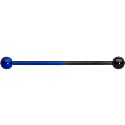 14G Black and Blue Two Tone Industrial Barbell 38mm