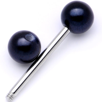 Midnight Black Pearlescent Acrylic Barbell Tongue Ring