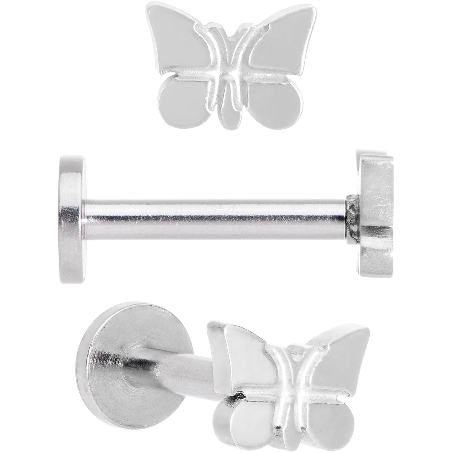 16G MultiColor Internally Threaded Butterfly Labret Set of 4