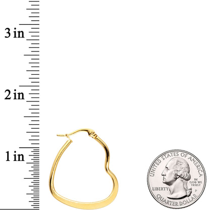 30mm Gold Tone PVD Stainless Steel Heart Hoop Earrings