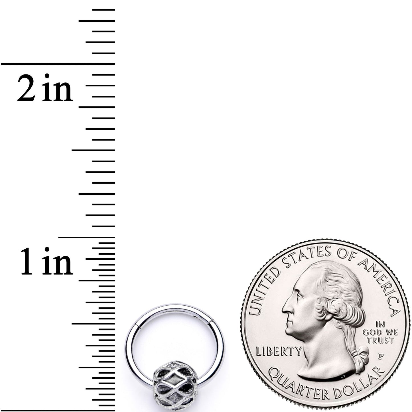 16G 3/8 Geometric Pattern Bead Hinged Segment Ring