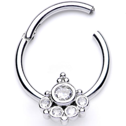 16G 3/8 Clear CZ Gem Geometric Hinged Segment Ring