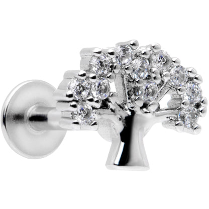 16G 5/16 Clear CZ Gem Tree of Life Labret Monroe Tragus