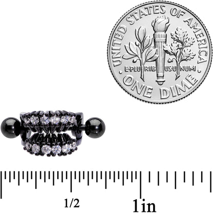16G 1/2 Clear CZ Gem Black Scary Fang Halloween Cartilage Cuff