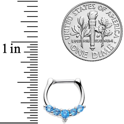 16G 3/8 Blue CZ Gem Blaze Cartilage Clicker