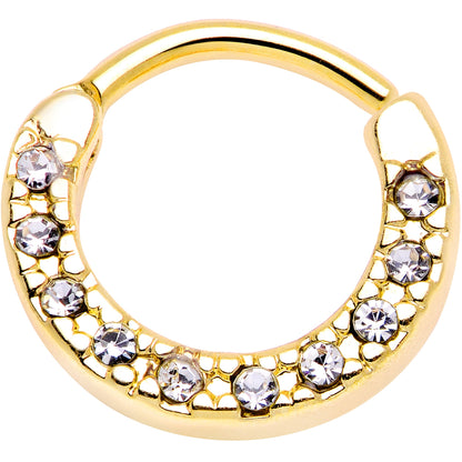 16G 5/16 Clear Gem Gold Tone Paved Cartilage Clicker