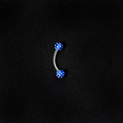 16G 5/16 Blue Polka Dot UV Reactive Acrylic Ball Curved Barbell