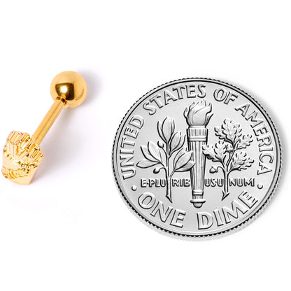 16G 1/4 Gold Tone Fast Food French Fries Cartilage Tragus Earring