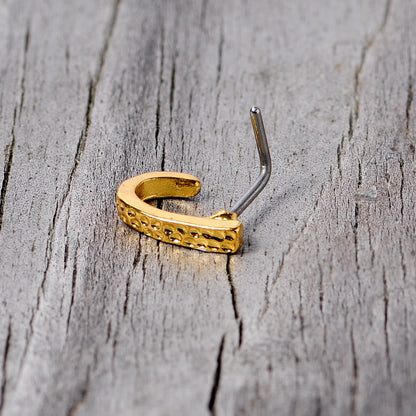 20G 5/16 Gold Tone Dainty Dots Faux Hoop L Shaped Nose Ring