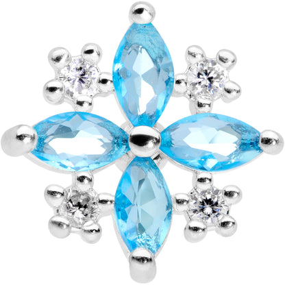 16G 1/4 Clear Aqua CZ Gem Star Burst Cartilage Tragus