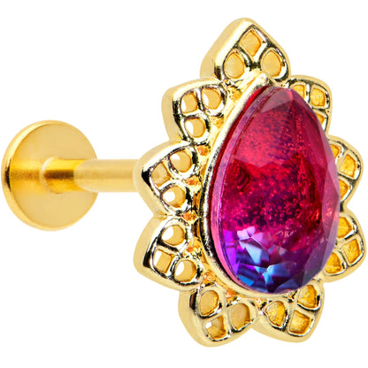 16G 5/16 Purple Tourmaline Gold Tone Drop Labret Monroe Tragus