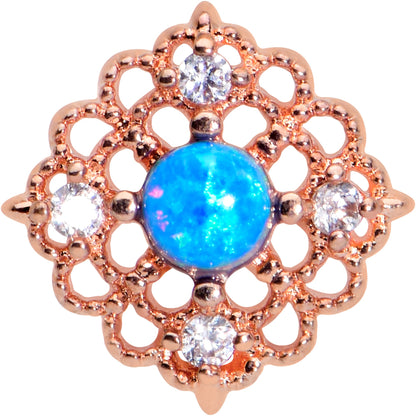 16G 5/16 Blue Synth Opal Rose Gold Tone Lacy Labret Monroe Tragus
