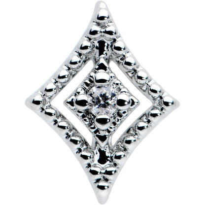 16G 1/4 Clear Gem Deco Textured Rhombus Labret Monroe Tragus