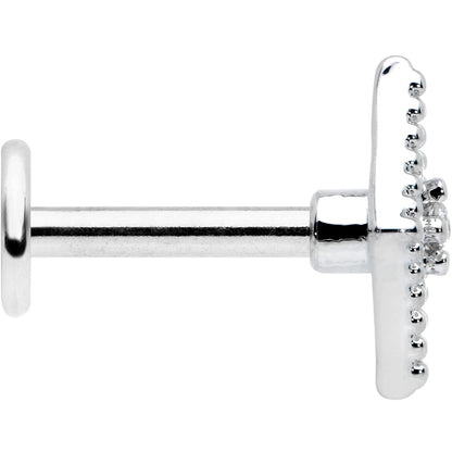 16G 1/4 Clear Gem Deco Textured Rhombus Labret Monroe Tragus