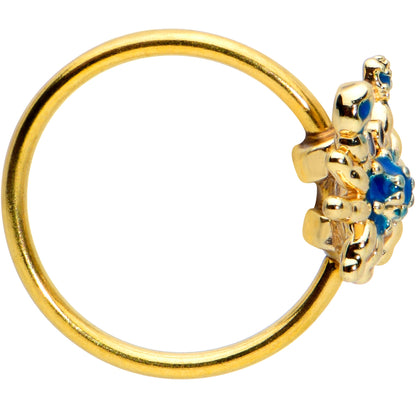 20G 5/16 Black Gem Gold Tone Blue Crab Nautical Nose Hoop