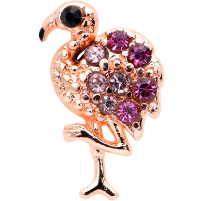 16G 5/16 Pink Gem Rose Gold Tone Fashion Flamingo Labret Tragus