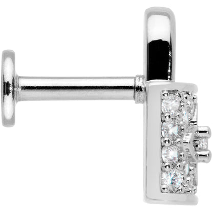 16G 1/4 Clear CZ Gem Lock It Up Labret