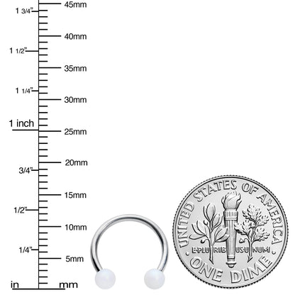 16G 3/8 Matte White Aurora Horseshoe Circular Barbell