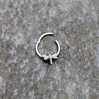 16G 3/8 Aurora Gem Dragonfly Flying Hinged Segment Ring