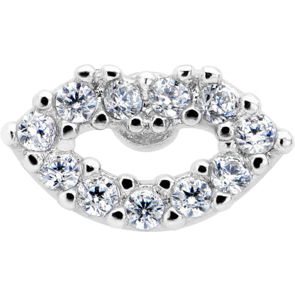 16G 1/4 Clear CZ Gem Kissy Lips Threadless Labret Tragus