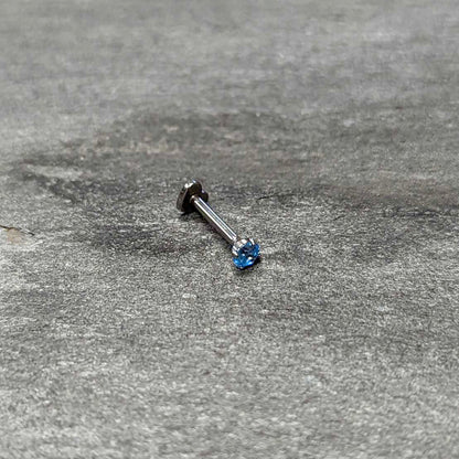 16G 5/16 Blue CZ ASTM F-136 Implant Grade Titanium Threadless Heart End Labret
