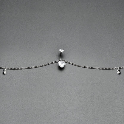 Clear Gem Double Heart Double Mount Belly Ring Belly Chain