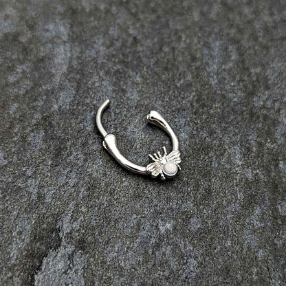 16G 5/16 White Faux Opal Ultra Fly Cartilage Clicker
