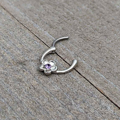 16G 5/16 Purple Gem Sweetheart Flower Cartilage Clicker