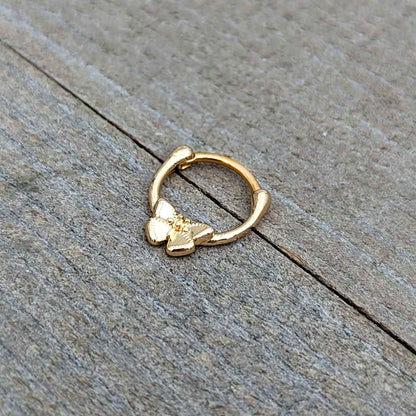 16G 5/16 Gold Tone Simple Textured Butterfly Cartilage Clicker
