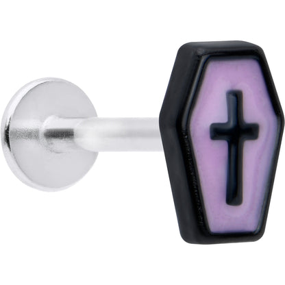 16G 5/16 Creepy Coffin Lt Purple Glow in Dark Labret Monroe Tragus