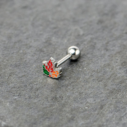 16G 5/16 Autumn Tricolor Maple Leaf Cartilage Tragus Earring