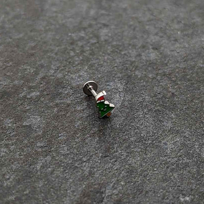 16G 5/16 Happy Christmas Tree Hat Labret Monroe Tragus