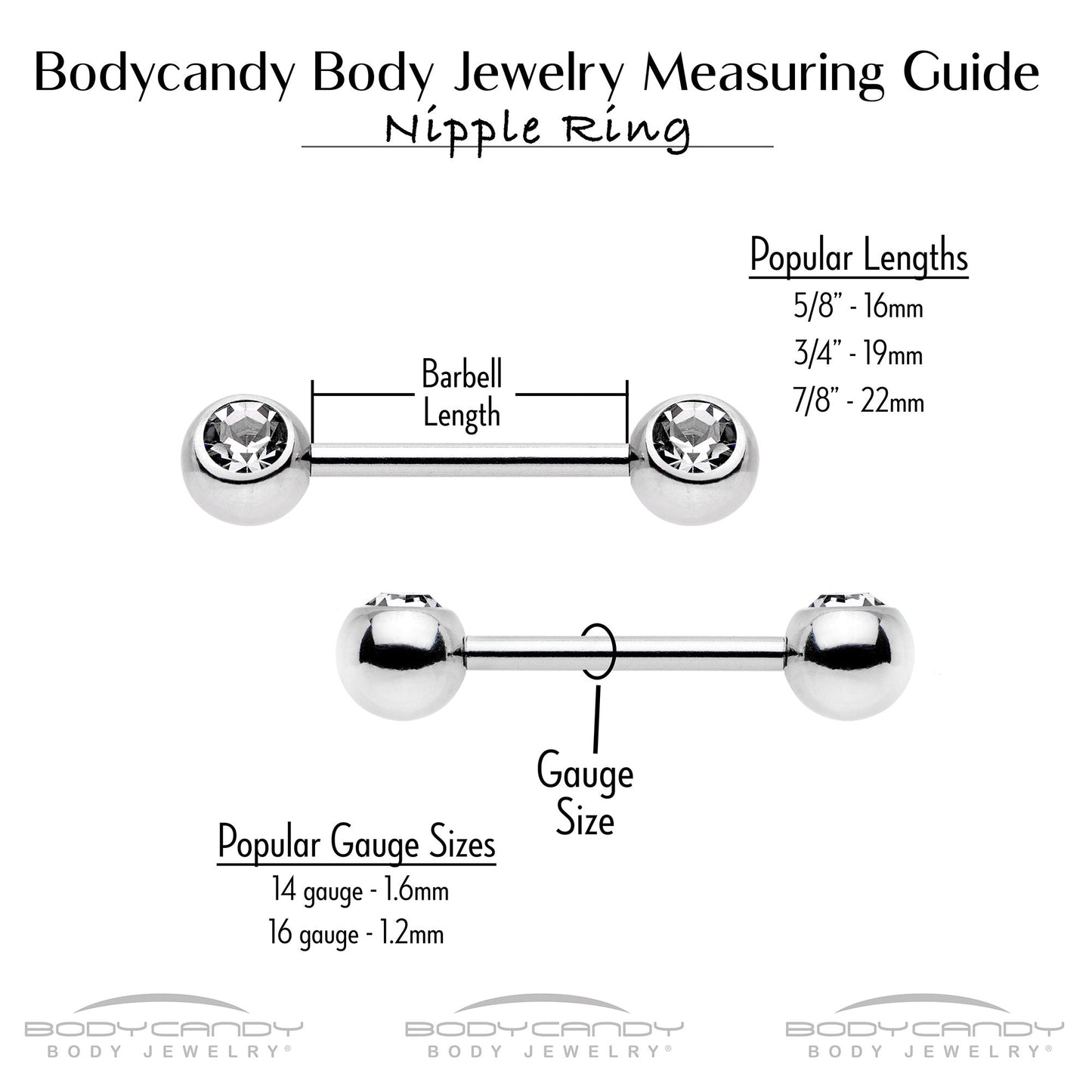 14G 9/16 Clear CZ Gem Butterflies Barbell Nipple Ring Set