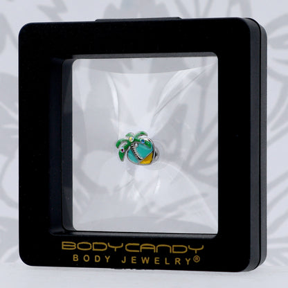 16G 1/4 Aurora Gem Beach Heart Palm Tree Cartilage Tragus Earring