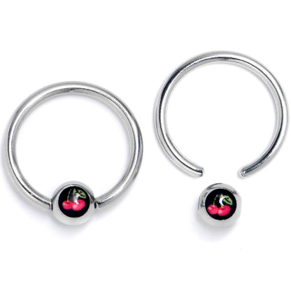 16G 3/8 Cherry Ball BCR Captive Ring Set of 4