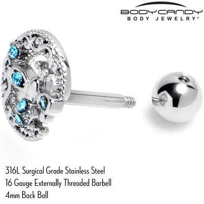 16G 1/4 Blue Gem Lunar Dragonfly Cartilage Tragus Earring