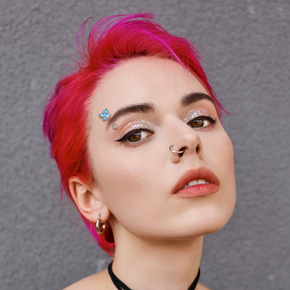 16G 5/16 Blue Gem Baroque Beauty Butterfly Curved Eyebrow Ring